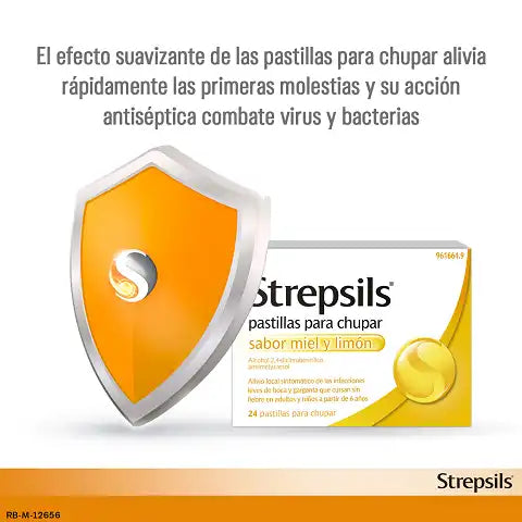 STREPSILS 24 PASTILLAS PARA CHUPAR SABOR MIEL Y LIMÓN
