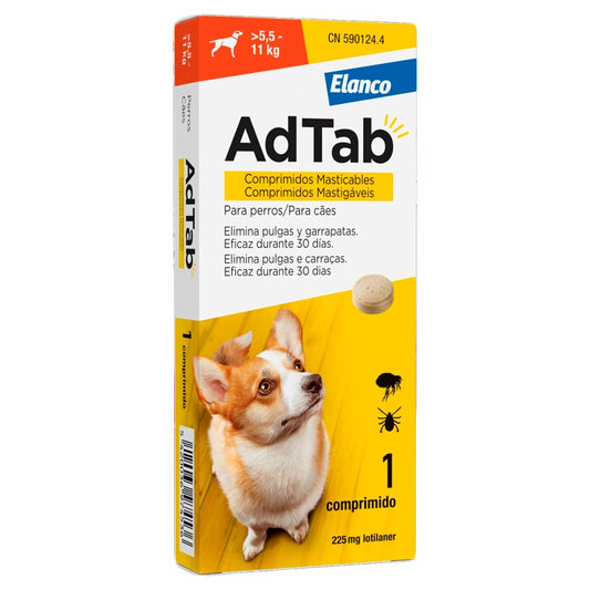 ADTAB 225 MG 1 COMPRIMIDO MASTICABLE PARA PERROS (>5,5 - 11 Kg)