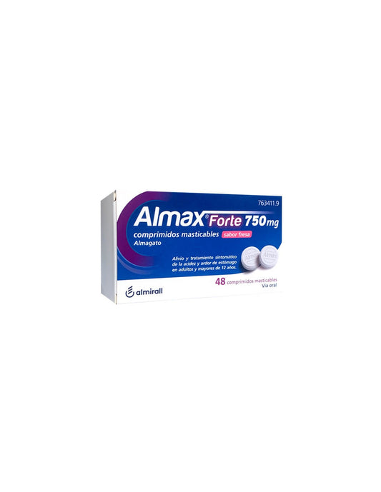ALMAX FORTE 750 mg 48 COMPRIMIDOS SABOR FRESA