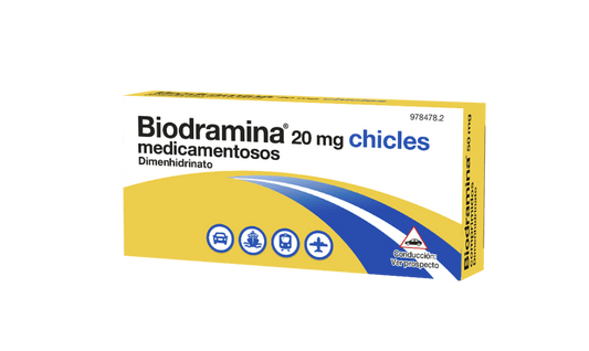 BIODRAMINA 6 CHICLES MEDICAMENTOSOS 20 mg