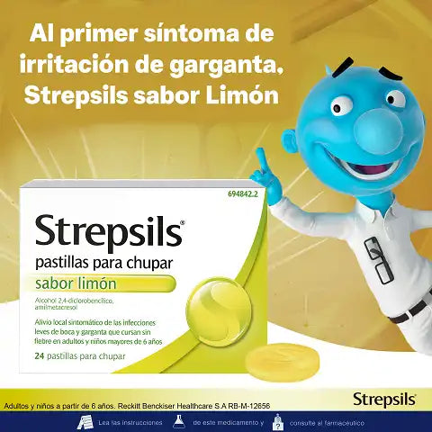 STREPSILS 24 PASTILLAS PARA CHUPAR SABOR LIMÓN