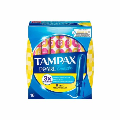TAMPONES 100%ALGODON TAMPAX COMPAK PEARL REGULAR 18 U