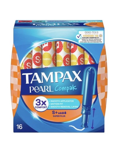 TAMPONES 100%ALGODON TAMPAX COMPAK PEARL SUPER PLUS 18 U